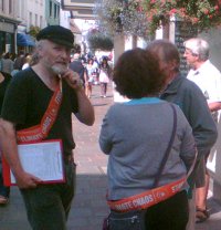 Mark Forkitt and other J-CAN volunteers collecting signatures regarding Jersey's response to the Copenhagen summit